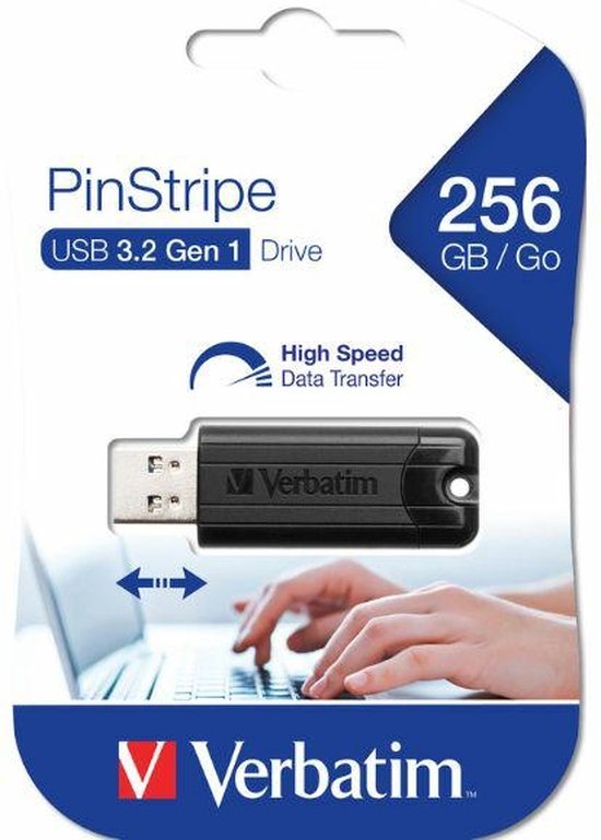 Verbatim Pin Stripe 3.0 USB-stick 256 GB Zwart 49320 USB-A 3.2 Gen 1
