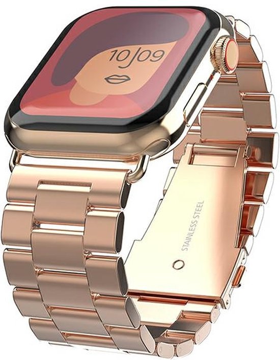Mercury Metal Apple Watch band 42 44 45 mm rosegoud roze goud bol