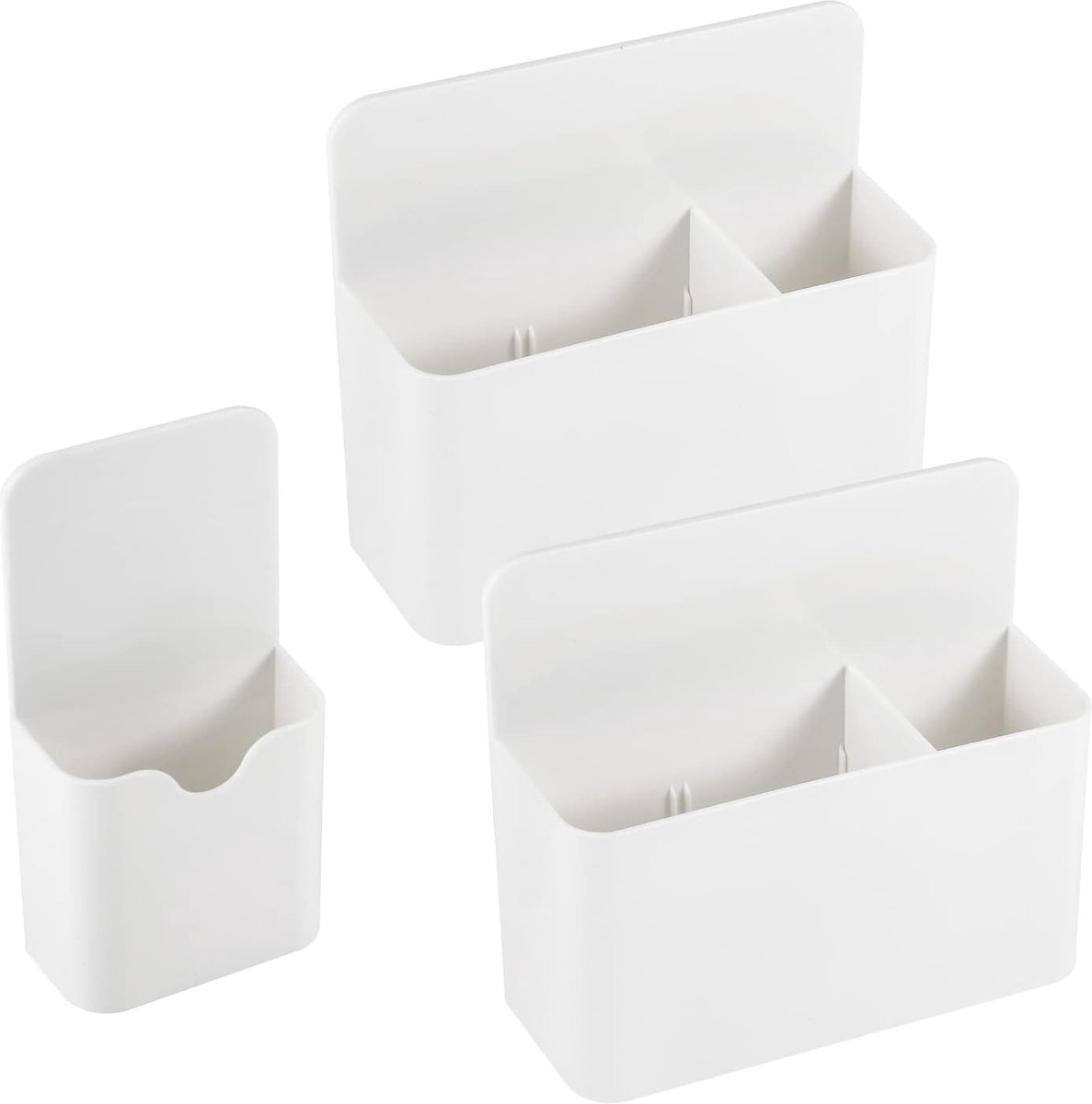 Riokem ® Verpakking van 3 magnetische pennenhouders, magnetische markerhouders, magnetische containers voor koelkastmagneetborden, thuis, op kantoor, op school (wit)