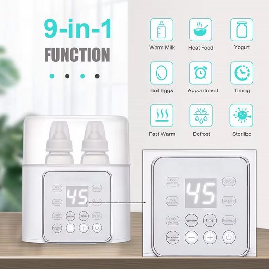 Flessenwarmer - Multi Functie - Baby Accessoires - Voedsel Verwarmer - Melk Warmer - Sterilisator - Met Nauwkeurige Temperatuurregeling- 220v - Ook Geschikt Voor Grotere Flessen - Snel Op Temperatuur — afbeelding 5