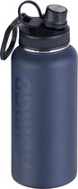 Bouteille NOMAD® 1 litre | Bouteille thermos en acier inoxydable | Bleu foncé | Bouchon à double vis et crochet de suspension | Bouteille d'eau isolée