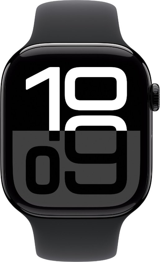 Apple Watch Series 10 - Wifi + 4G - 46 mm - Boîtier en aluminium noir avec bracelet sport Zwart - S/M