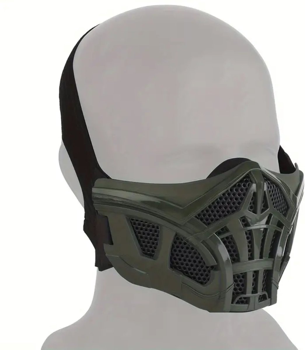Bovista Airsoft Masker Paintball Mask Tactical Helmet Helm Mond Groen