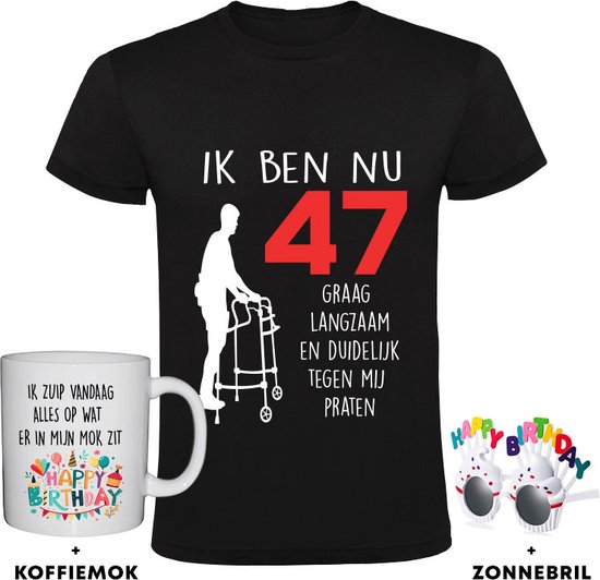47 Jaar Tijd Voor Een Feestje Heren T-shirt - Inclusief Happy Birthday Zonnebril 47e Verjaardag Shirt Kado Jarig 47 Jaar Tijd Voor Een Feestje Heren T-shirt - Inclusief Happy Birthday Zonnebril 47e Verjaardag Shirt Kado Jarig