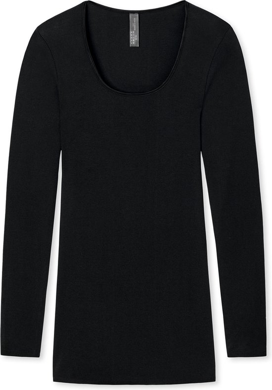 Foto: Schiesser luxury longsleeve dames ondershirt zwart maat 48