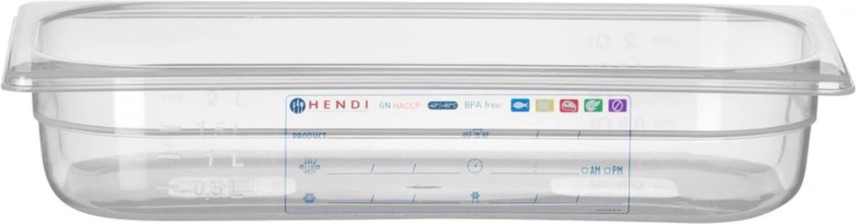 HENDI Gastronorm bak 1/3 – 2,5L – luchtdicht – transparant – 325x176x65 mm