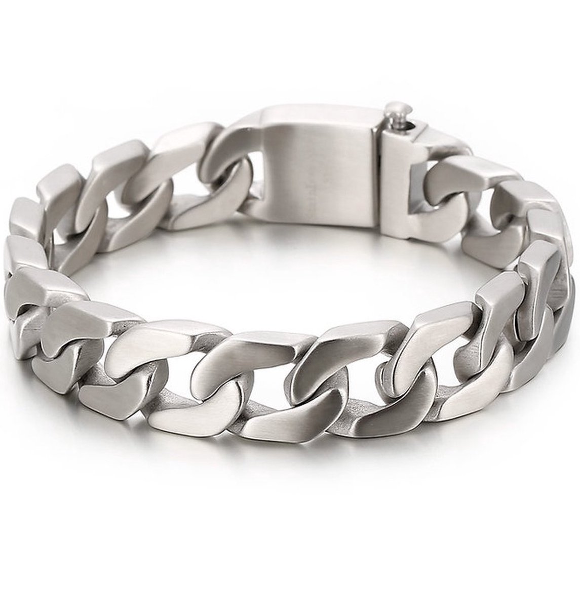 Armband Heren – Stalen Heren Armband – Schakelarmband Heren RVS – Gourmet Armband Mannen – Cuban Link Armband Zilver – Roestvrij Staal – Mauro Vinci® – 19CM