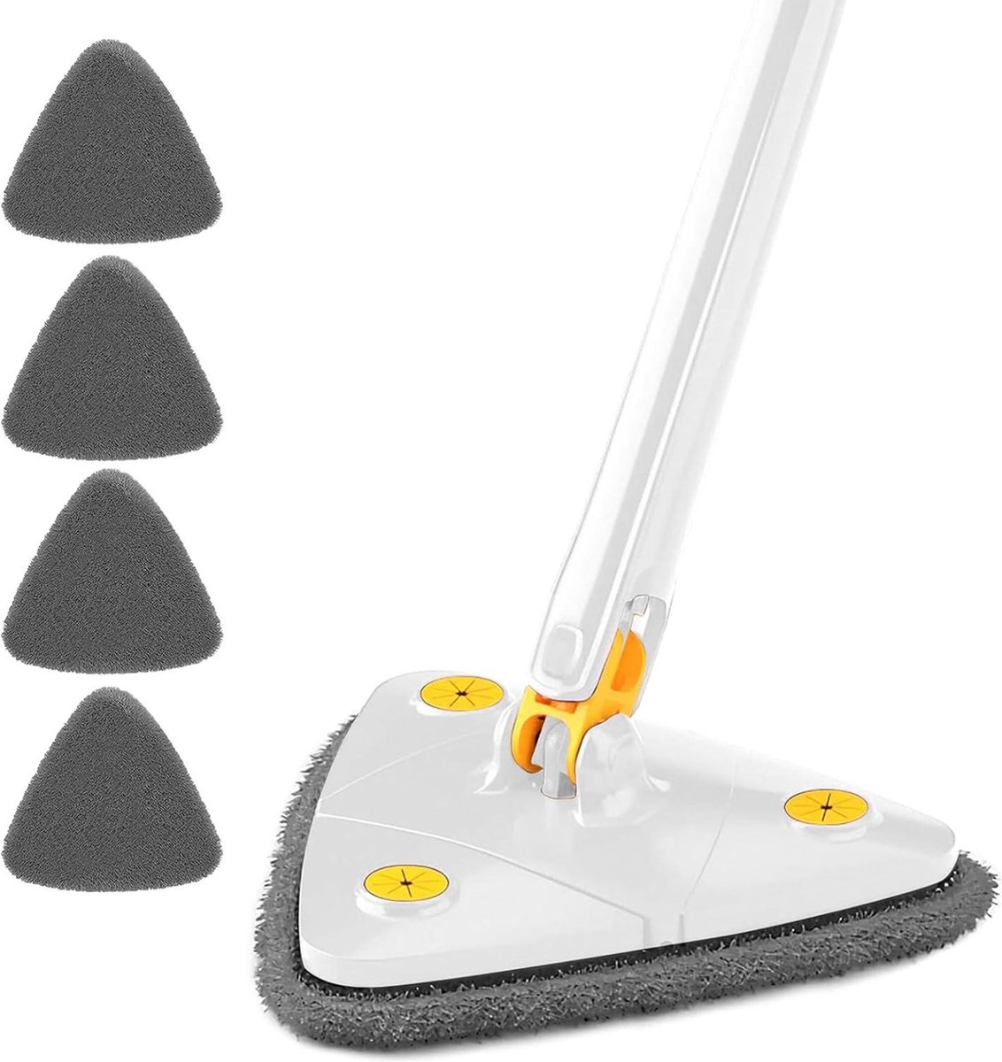 Goedkoopste Verstelbare driehoekige mop voor muur - 4 microvezeldoeken - automatische knijpfunctie - telescopische mop - vloer huis raam