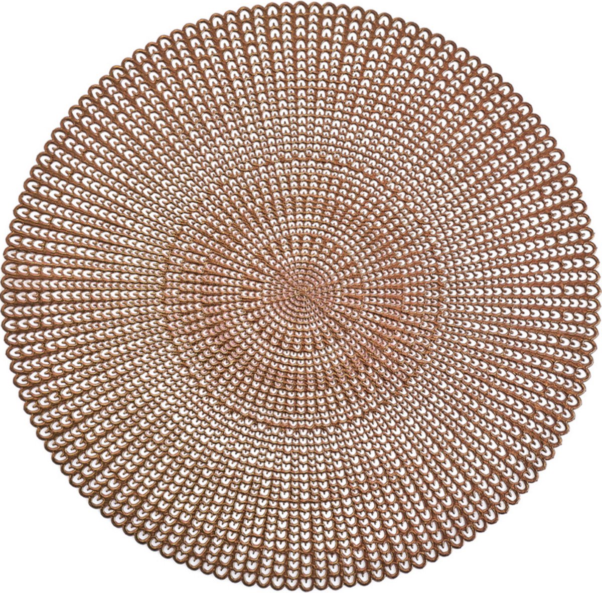 Zeller Placemat - 8x - rond - koperkleurig - met geponste gaatjes - Dia 41 cm