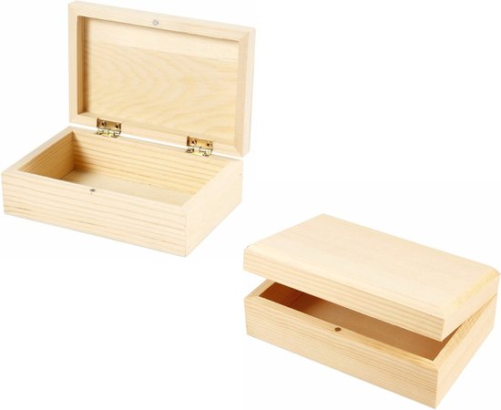 2x boîte à bijoux en bois / boîtes / boîtes 14 x 9 x 5 cm - boîtes de rangement