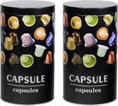Set de pièces 2x bus d'approvisionnement en café / canettes de stockage en métal 11 x 19 cm - Stock Cans - Bidons alimentaires avec couvercle hermétique