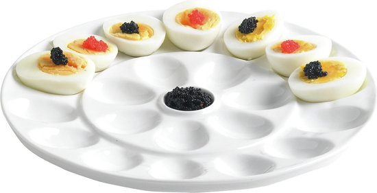 Flexzion Deviled eierschaal - keramisch wit porselein 12 kopjes eieren