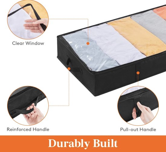 Lifewit Kleding Opbergtas Opvouwbare Opbergbak Kast Organizer met Versterkte Handvat Stevige Stof Doorzichtig Venster voor Truien, Jassen, T-shirts, Dekens, 6 stuks, 35L, Grijs