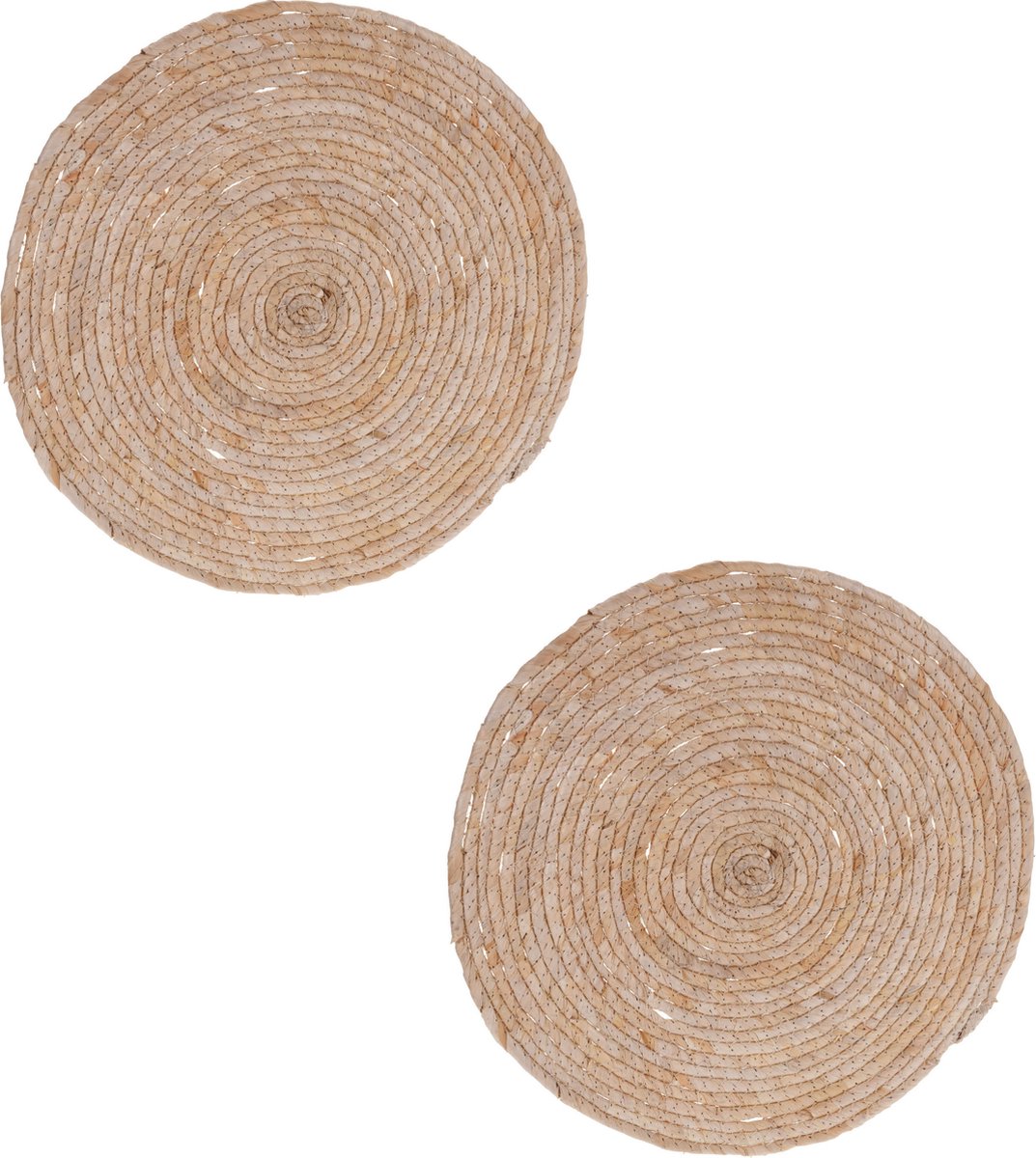 Excellent Houseware Placemats - 4x - rond - riet - gevlochten - rotan - 38 cm