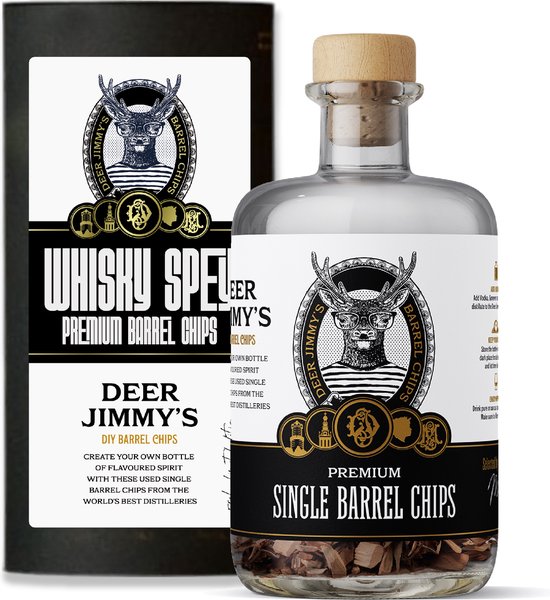 Foto: Deer jimmy s make your own whisky schotse whisky speyside cask rijp je eigen drank met houtsnippers van een gebruikt whisky vat