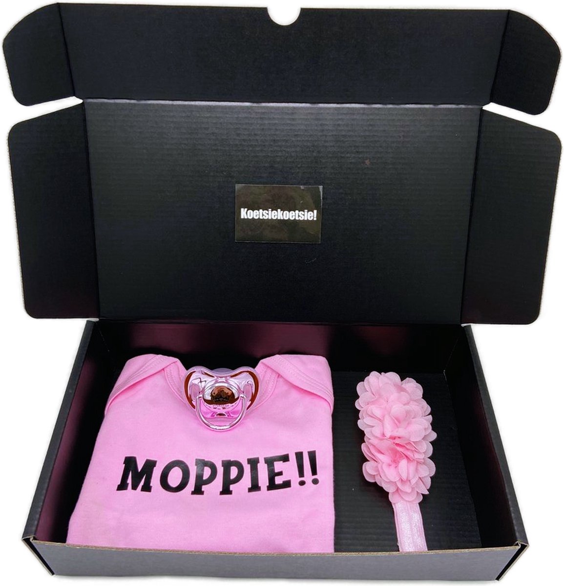Goedkoopste Kraamcadeau meisje met romper speen en hoofdband- kraamkado - moppie - geboortecadeau - kraamkado baby - kraamkado meisje - geboortegeschenk - moppie - romper- luiertaart - babyshower - moppie geschenkdoos roze