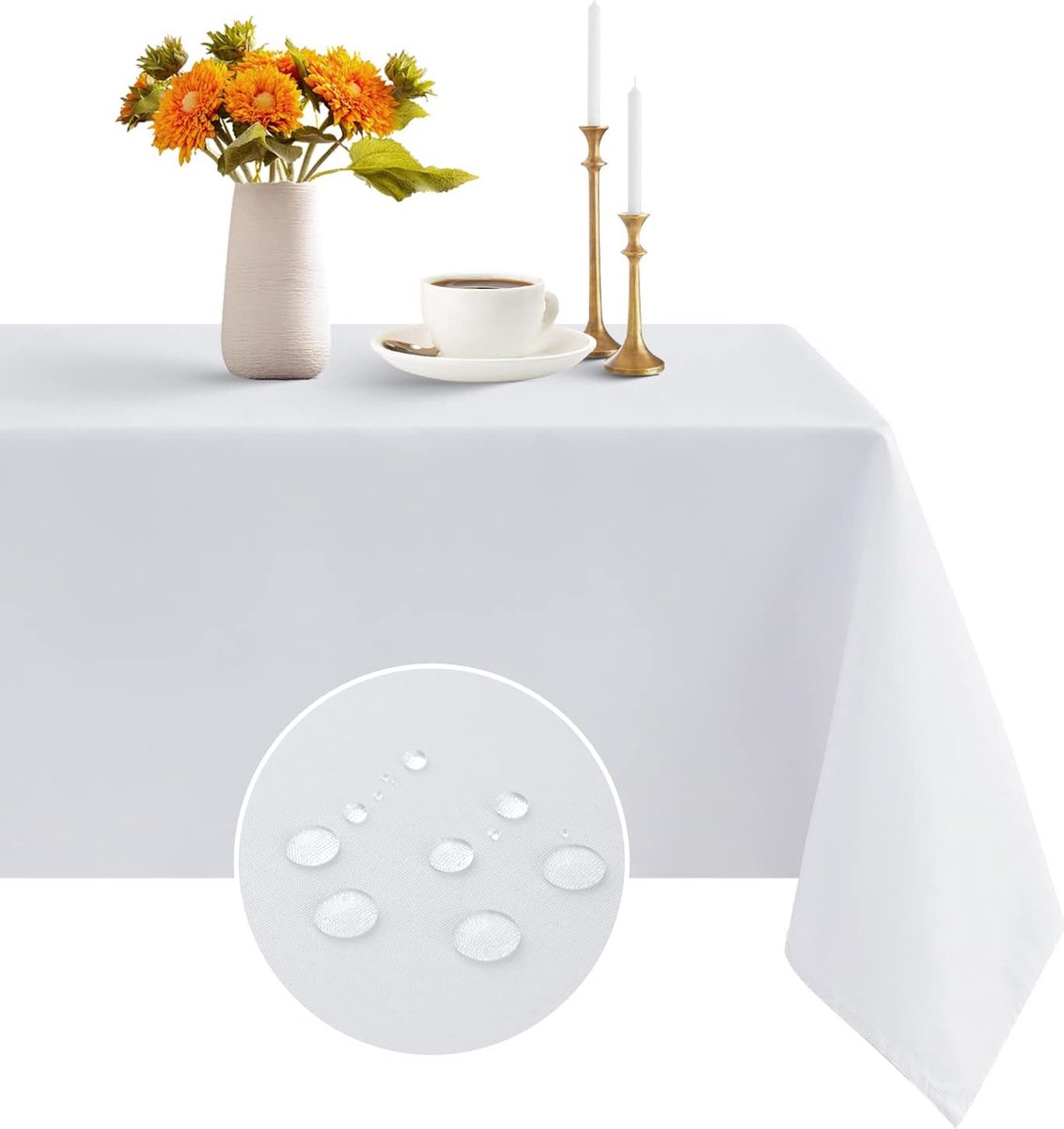 Luxe Tafelkleed - Tafellaken - Hoge Kwaliteit - Tafelzeil - Tafelkleed Polyester - Tafelkleed buiten/binnen - Buitenkleed - Tafelkleden - Uitwasbaar - Wit - 240x140 CM