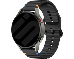 Strap-it Smartwatch bandje 20mm - Siliconen Wave bandje geschikt voor Samsung Galaxy Watch Active (2) / Watch 3 - 41mm / Watch 1 - 42mm / Gear Sport - Amazfit Bip / GTS - Polar Ignite / Unite / Pacer - zwart