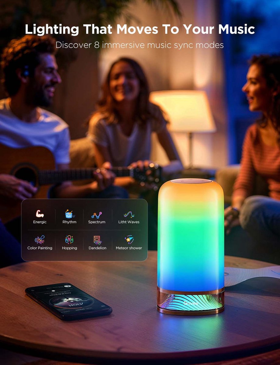 Govee slimme tafellamp Matter RGBIC 22 cm - 60+ lichtscènes thumbnail 5