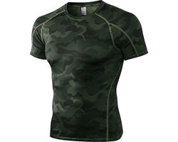 Heren compressieshirt korte mouwen functioneel shirt sneldrogend loopshirt sportshirt fitnessshirt voor mannen