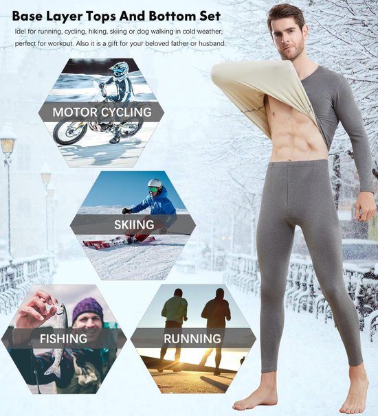 Velours Thermique Coupe-vent Sous-vêtements Thermiques Homme Hiver 500 G - Fonctionnels, Respirants, Pour Ski Et Sports D'extérieur Maillot Corps Caleçon Chaud