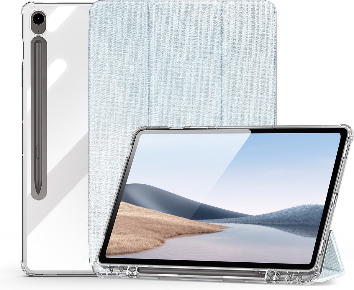 Dux Ducis - Tablet hoes geschikt voor Samsung Galaxy Tab S9/S9 FE - Toby Series - Auto Wake/Sleep functie - Met Pencil houder - Blauw