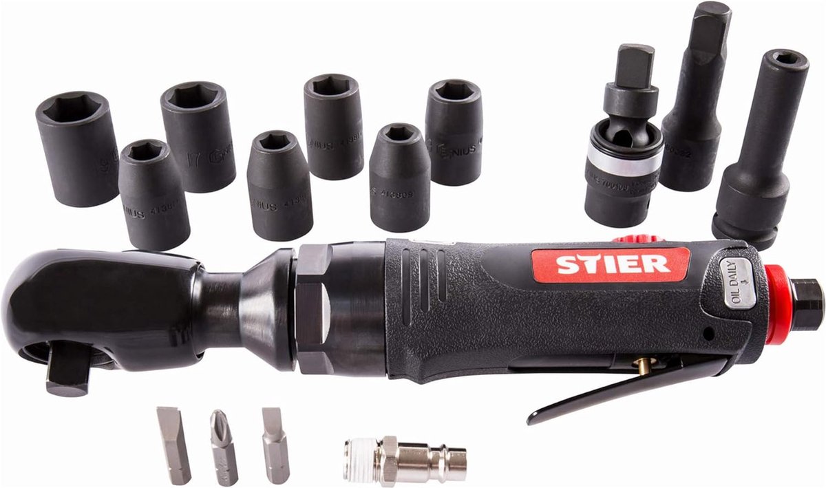 Stier 33-1/2" Ratelschroevendraaierset - 14-delig - Professionele Kwaliteit