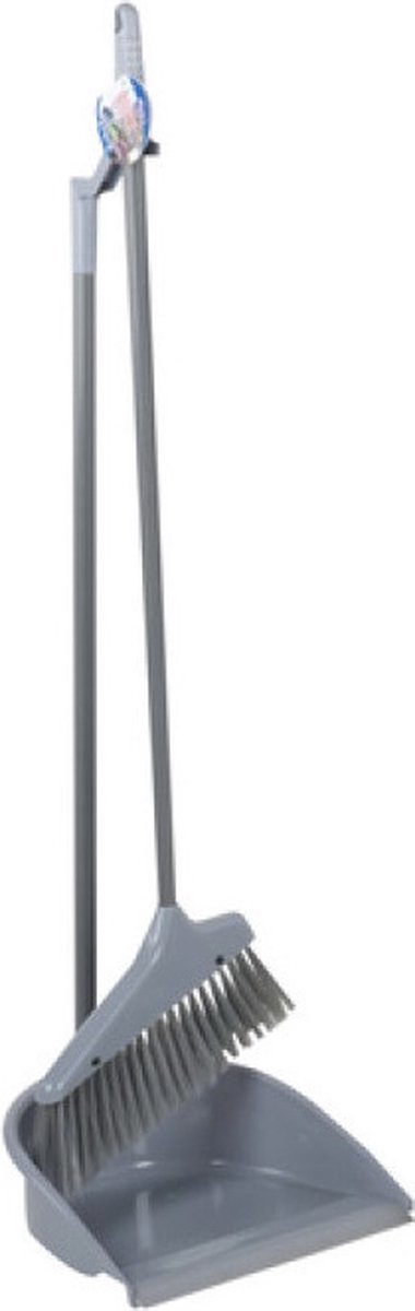 Goedkoopste Lifetime clean Stoffer en Blik - Lange Steel - Rubber rand- Grijs - Gemakkelijk en Rugvriendelijk