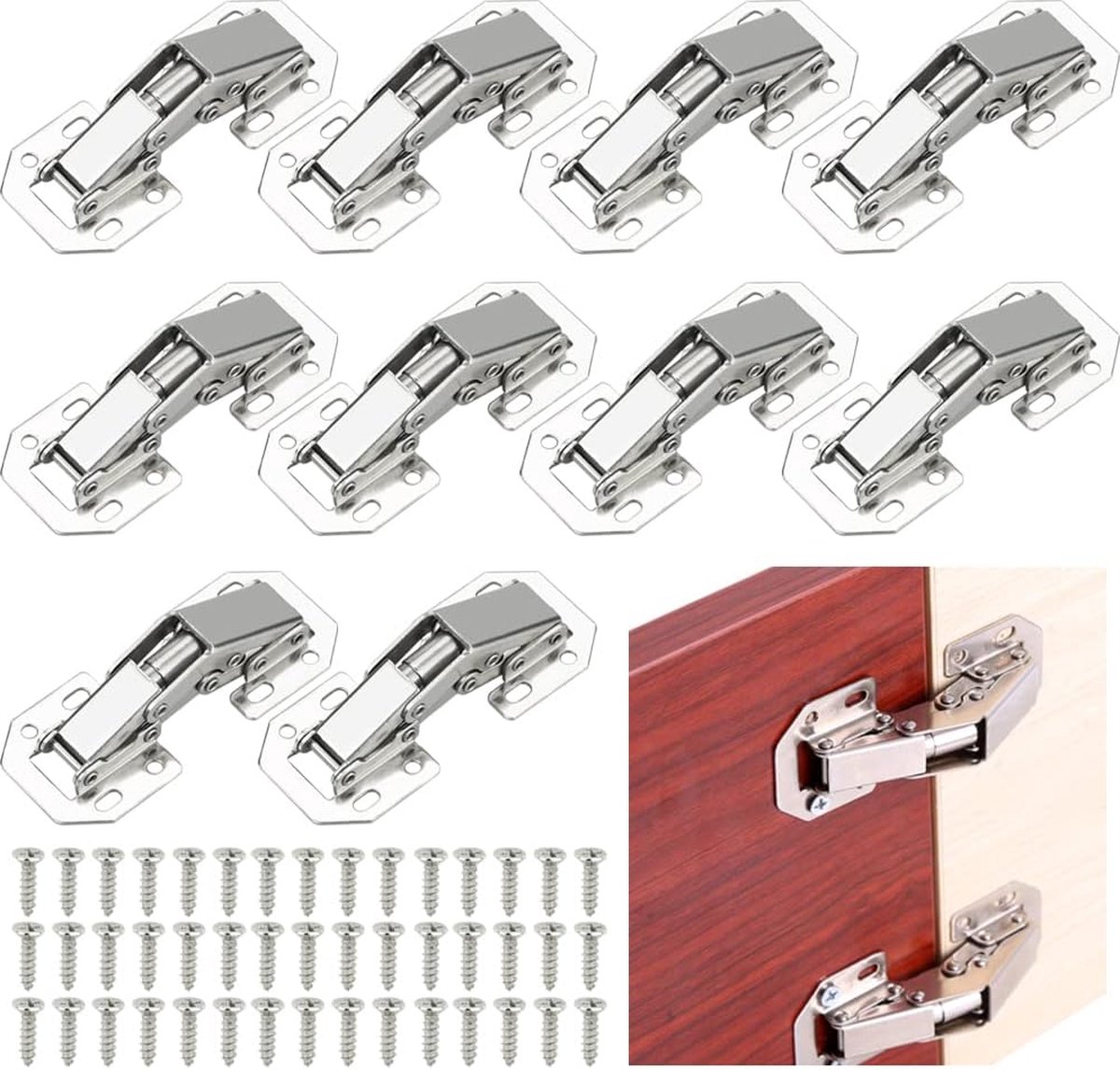 Riokem ® Hoogwaardige RVS Scharnieren voor Meubels en Kasten – Set van 10 Stuks