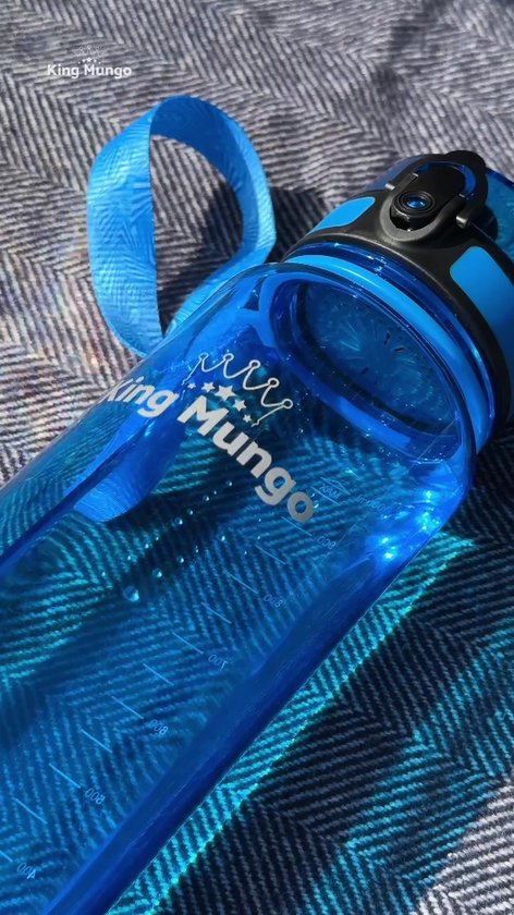 King Mungo Drinkfles 1 Liter - Sterke Tritan Waterfles - BPA Vrij en 100% Lekvrij - Vaatwasserbestendig - Drinkbus Mat Donkerblauw