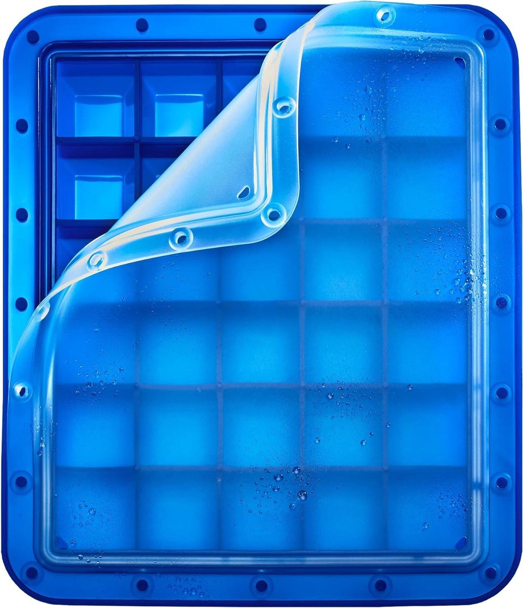 Ijsblokjesvorm Arctic Cube 3cm blauw - 30 ijsblokjes - transparant deksel
