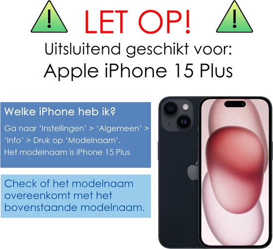 Coque adaptée pour iPhone 15 Plus, porte-cartes, coque rigide avec protecteur d'écran, résistante aux chocs, coque rigide avec porte-cartes – Grijs