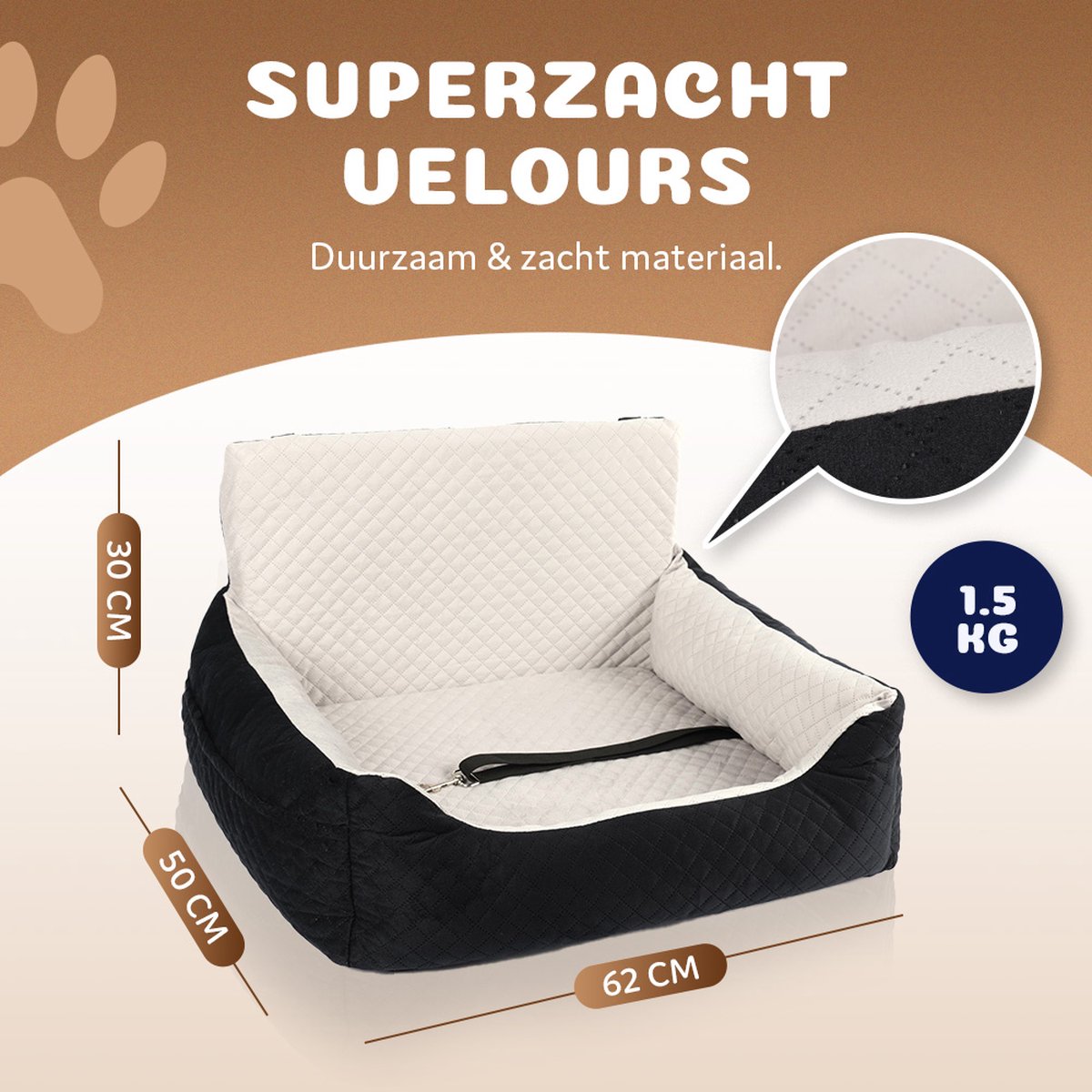 Pet Perfect Luxe Autostoel Hond - Hondenmand Auto - Honden Autostoel - Automand Hond - Zwart - Wasbaar - Met Rits – foto 7