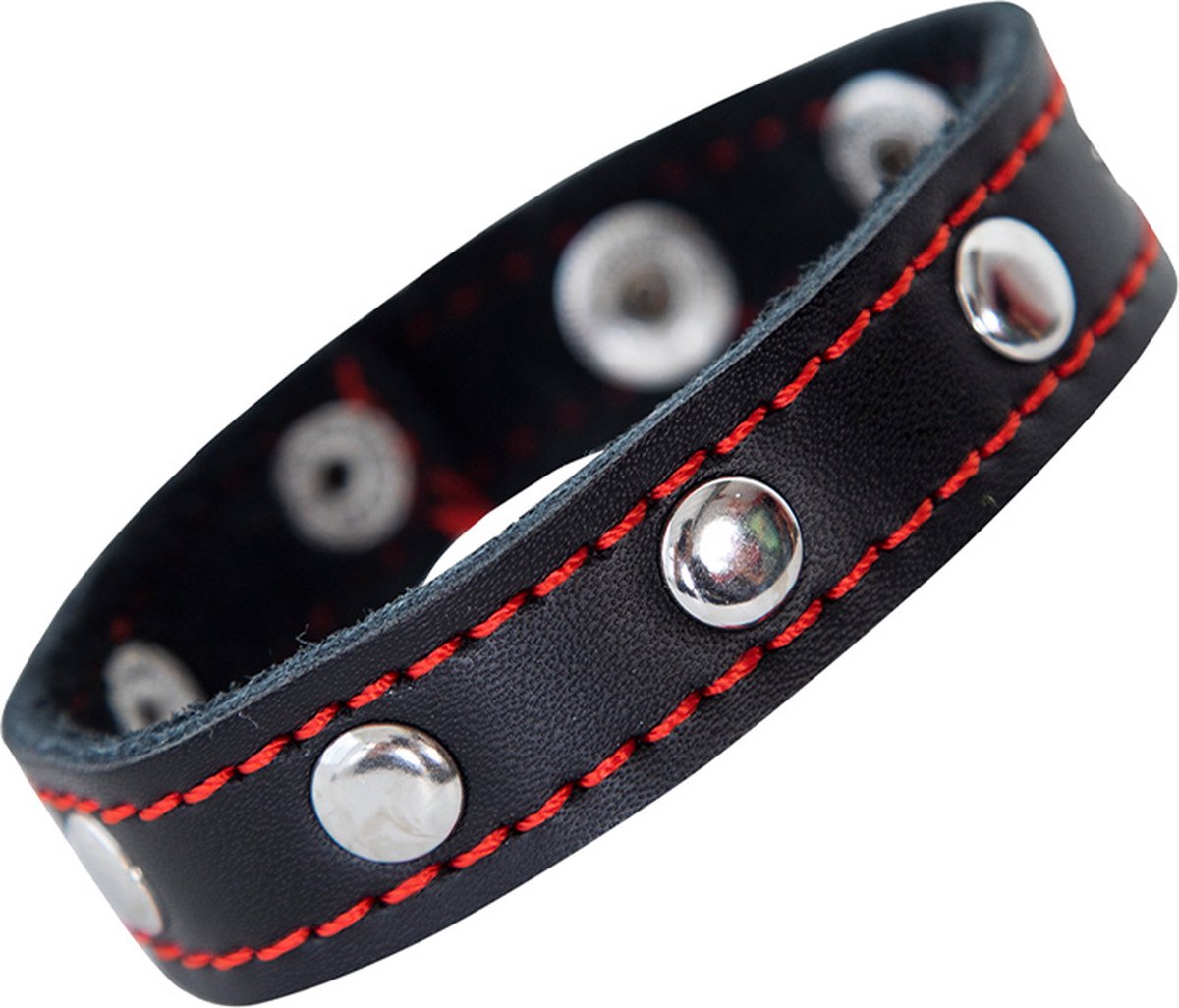 Goedkoopste Cut4Men - 2-in-1 Armband & Ballstretcher - PU-Leer - Zwart/Rood