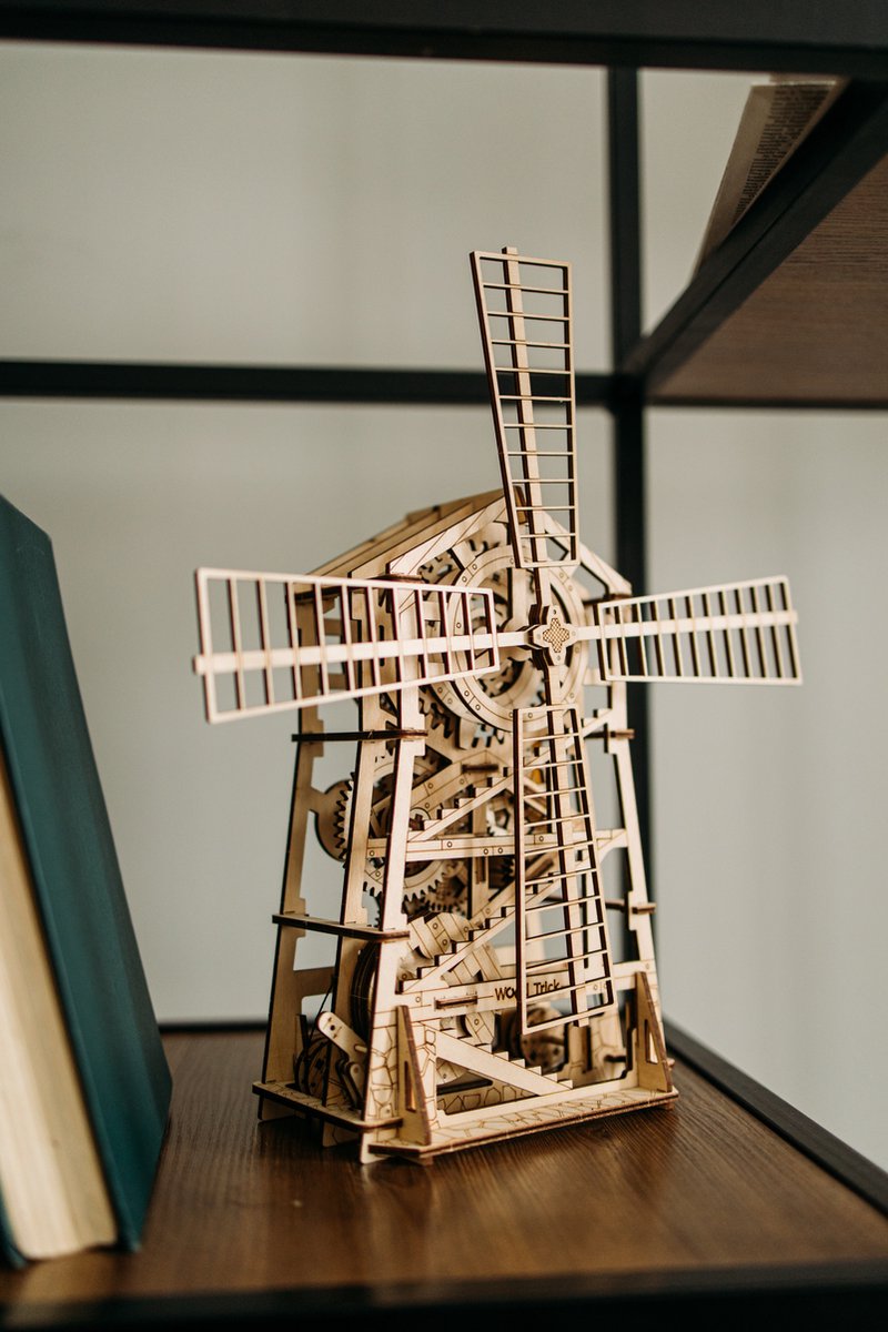 Wood Trick - Modelbouw 3D houten puzzel - Mechanische Windmolen - Windmill (WDTK040) - 131 stukjes - Geen lijm noch verf nodig! — afbeelding 6
