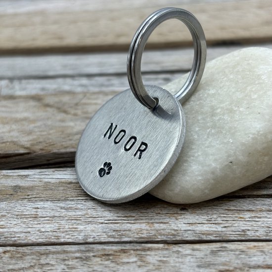 Hondenpenning 25 mm inclusief graveren met naam en telefoonnummer dubbelzijdig, Kattenpenning, Dierenpenning voor hond of kat in aluminium (zilver)