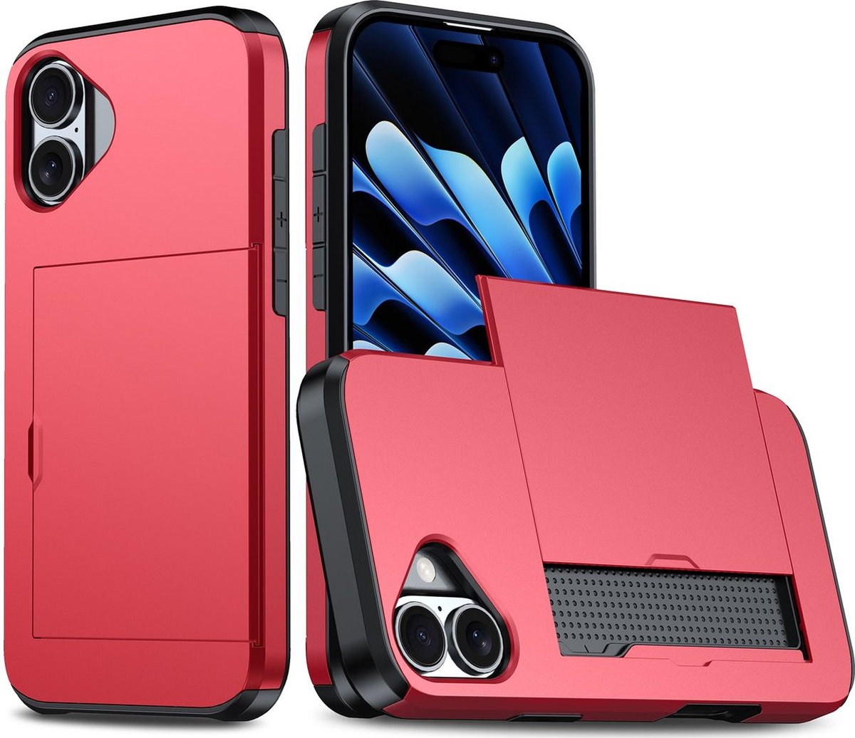 Mobigear Hoesje geschikt voor Apple iPhone 16 Plus Telefoonhoesje met Kaarthouder Hardcase | Mobigear Card Backcover Shockproof met Pasjeshouder | Kaarthouder voor 2 Pasjes | Hoesje voor Pinpas / OV Kaart / Rijbewijs | Schokbestendig iPhone 16 Plus