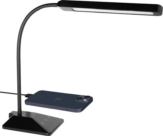 Auronic Bureaulamp - Verstelbaar - LED - Dimbare klemlamp - USB Oplader - Wit en Warm Licht - Zwart