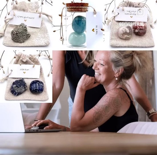 Zakje Steun - Sodaliet trommel -edelsteen-beterschap-cadeau-ik denk aan je-troostcadeau-edelstenen set-geschenk man vrouw-gift-bescherming