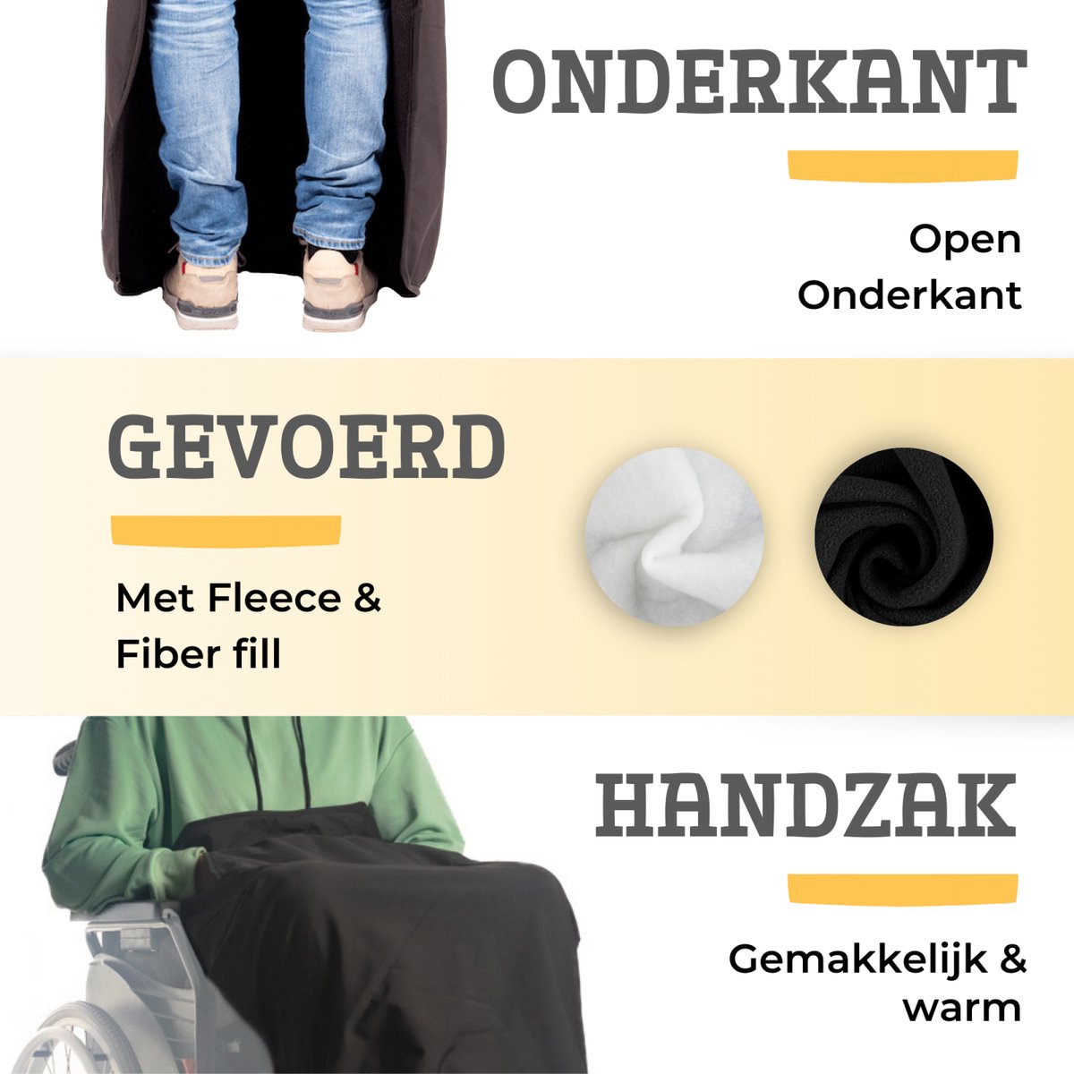 Belieff Rolstoel Deken - Rolstoeldeken - Voetenzak Rolstoel Volwassene - Rolstoelzak - Beenkleed - Wind- en Waterdicht - Fleece - Open Onderkant - Blauw - Large – foto 5