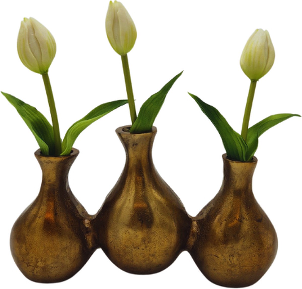 Deco4yourhome® - Tulpenvaas - 3 openingen - Goud - Gold - Triple -Vaas