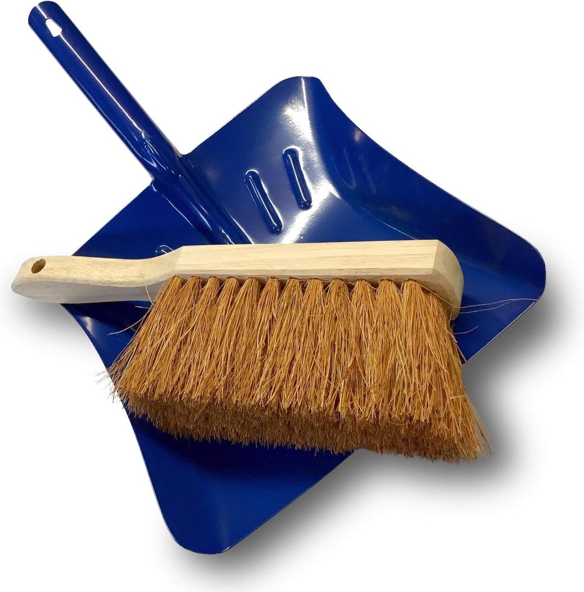 Goedkoopste Bezem Schep van gelakt plaatstaal - kokosvezel bezem natuur