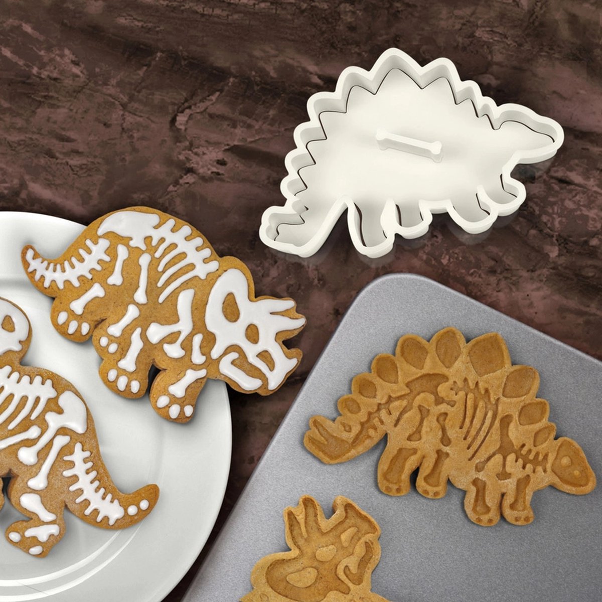 Dino Koekjes Vormen - Dinosaurus - Koekjes Uitstekers - Koekjesvorm - Uitstekers Fondant - Uitsteekvorm - Cookie cutter - T-Rex - Triceratops - Tyrannosaurus - Rex - Stegosaurus
