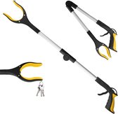Igoods Bras de préhension – Pince à déchets à tête rotative – Helping Hand pliable – Aide à la préhension en aluminium – Bâton de préhension pour déchets et déchets – Jaune