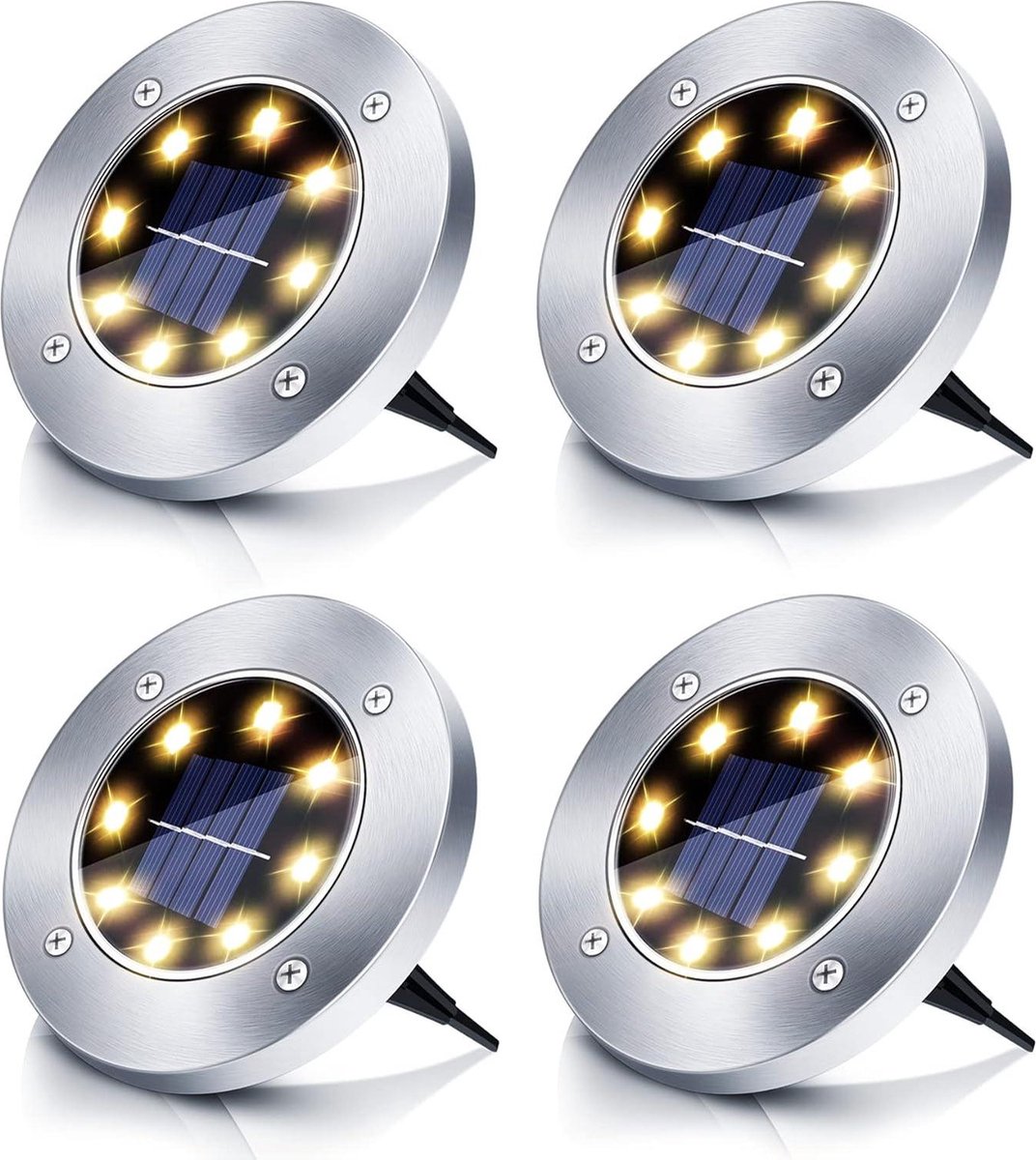 Tuinverlichting op Zonne-energie Solarverlichting Straatlantaarn 4 LED Waterdicht Wit Energie-efficiëntie Niveau A+