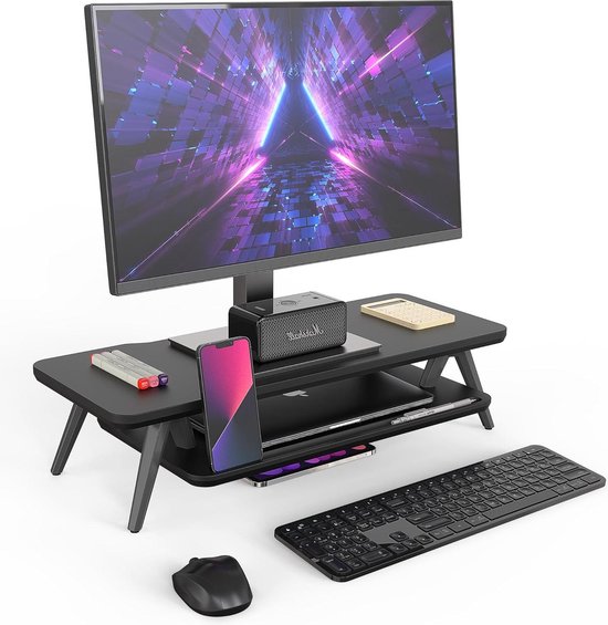 OfficeWorld Range® Bambus Monitor Stand Riser met een lade - Bamboo