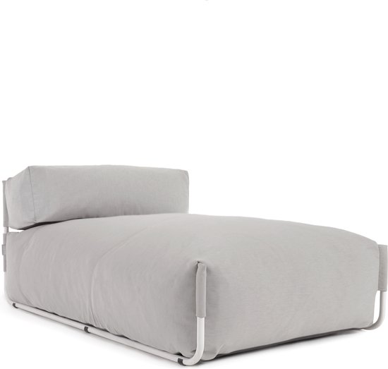 Kave Home - Square poef lichtgrijs en wit met rugleuning voor 100% ...