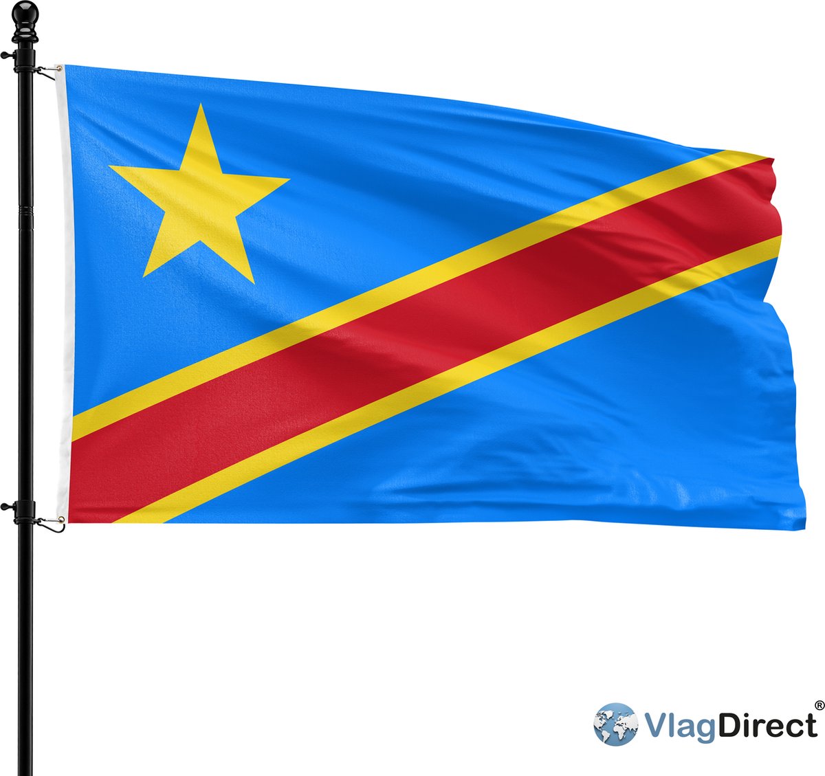 VlagDirect - Congolese vlag - Congo Kinshasa vlag - 90 x 150 cm.
