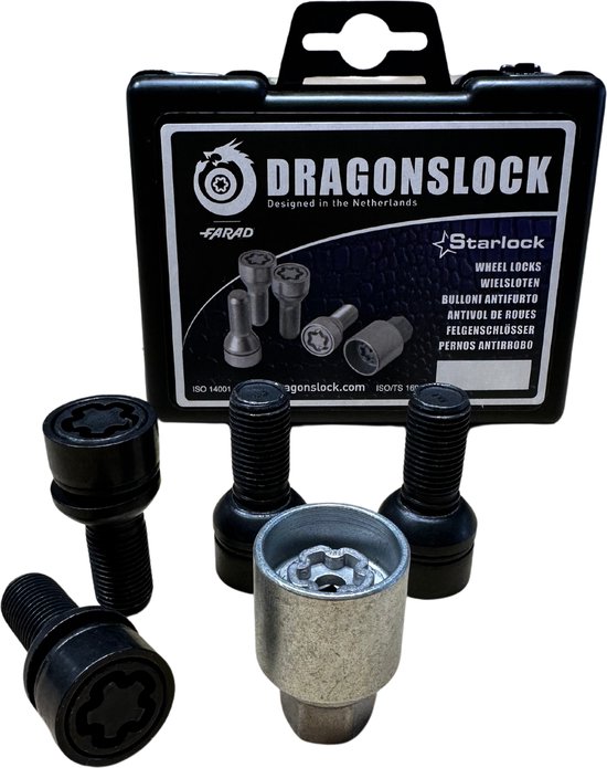 Antivol de jante - Antivol de roue adapté à la Volkswagen ID.4 2020 et ultérieur noir - Merk Dragonslock - Galvanisé - Revêtement Zwart
