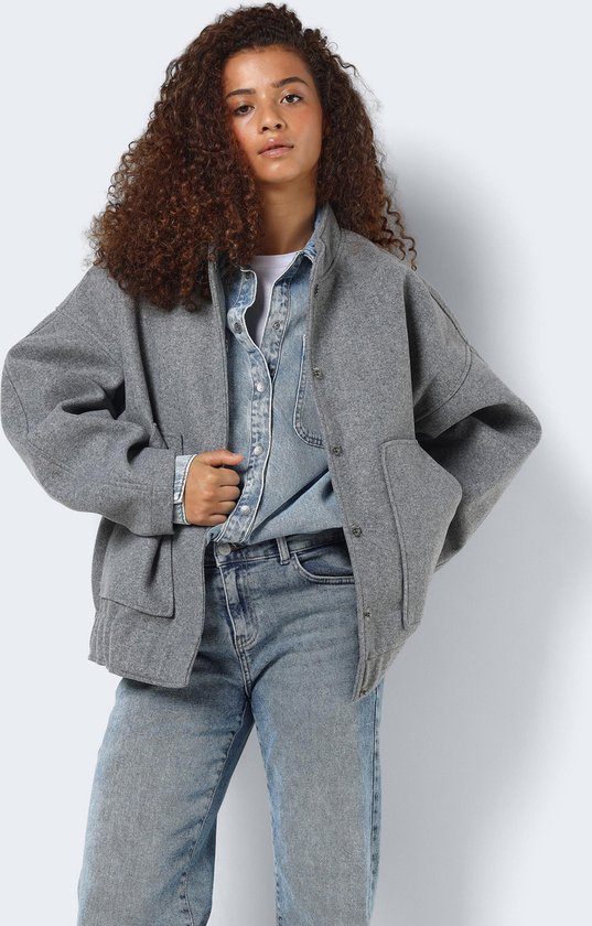 Noisy May NMHALSTON L/S BOMBER JACKET WVN NOOS Dames Bomberjack - grijs - L